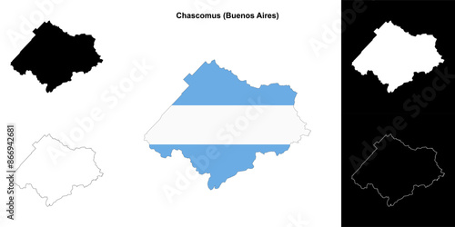Chascomus department (Buenos Aires) outline map set