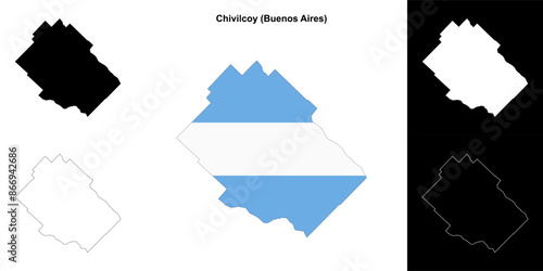 Chivilcoy department (Buenos Aires) outline map set