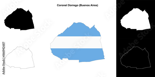 Coronel Dorrego department (Buenos Aires) outline map set photo