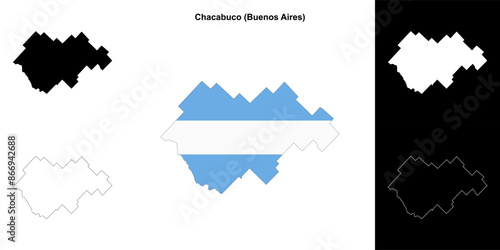 Chacabuco department (Buenos Aires) outline map set