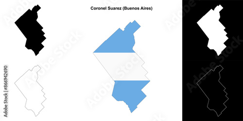 Coronel Suarez department (Buenos Aires) outline map set