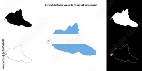 Coronel de Marina Leonardo Rosales department (Buenos Aires) outline map set