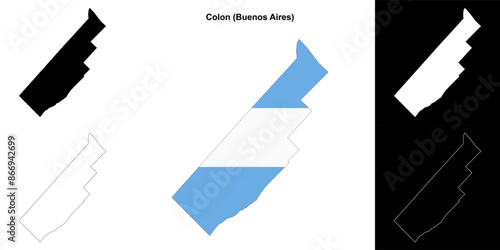 Colon department (Buenos Aires) outline map set