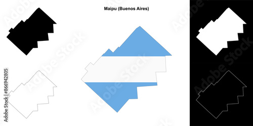 Maipu department (Buenos Aires) outline map set