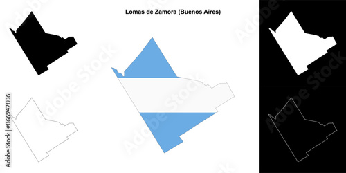 Lomas de Zamora department (Buenos Aires) outline map set