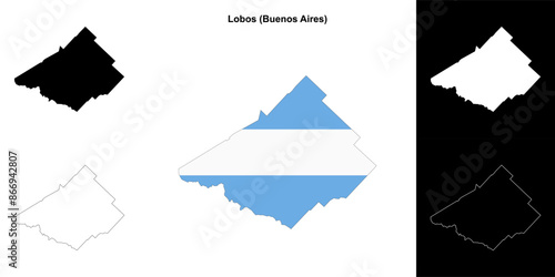 Lobos department (Buenos Aires) outline map set