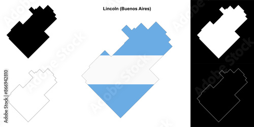 Lincoln department (Buenos Aires) outline map set