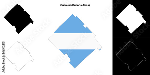 Guamini department (Buenos Aires) outline map set