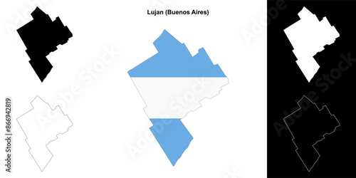 Lujan department (Buenos Aires) outline map set