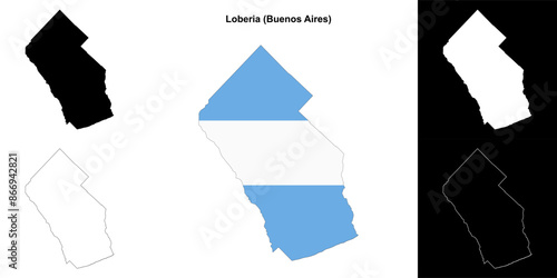 Loberia department (Buenos Aires) outline map set