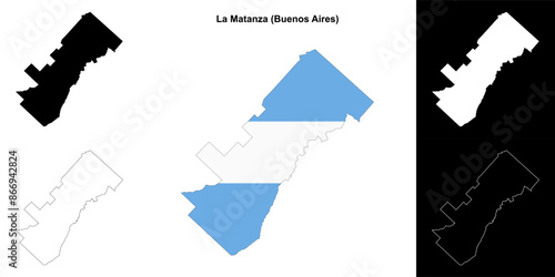 La Matanza department (Buenos Aires) outline map set