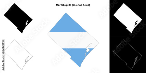 Mar Chiquita department (Buenos Aires) outline map set