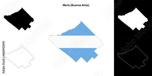 Merlo department (Buenos Aires) outline map set