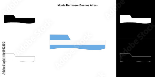 Monte Hermoso department (Buenos Aires) outline map set