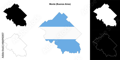 Monte department (Buenos Aires) outline map set