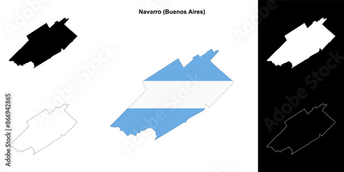 Navarro department (Buenos Aires) outline map set