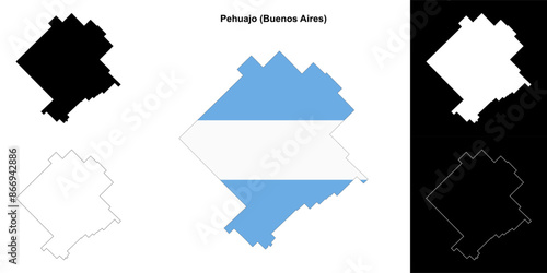 Pehuajo department (Buenos Aires) outline map set