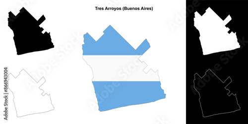 Tres Arroyos department (Buenos Aires) outline map set
