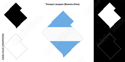 Trenque Lauquen department (Buenos Aires) outline map set