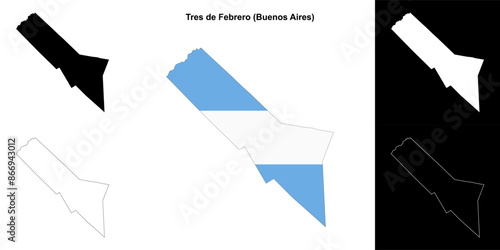 Tres de Febrero department (Buenos Aires) outline map set