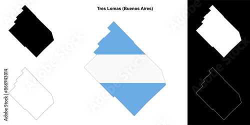 Tres Lomas department (Buenos Aires) outline map set