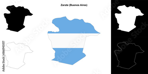 Zarate department (Buenos Aires) outline map set