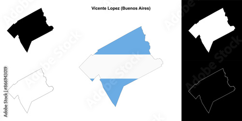 Vicente Lopez department (Buenos Aires) outline map set