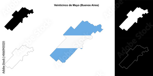 Veinticinco de Mayo department (Buenos Aires) outline map set