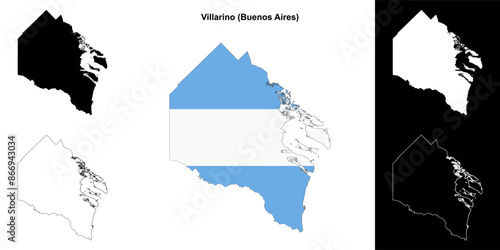Villarino department (Buenos Aires) outline map set