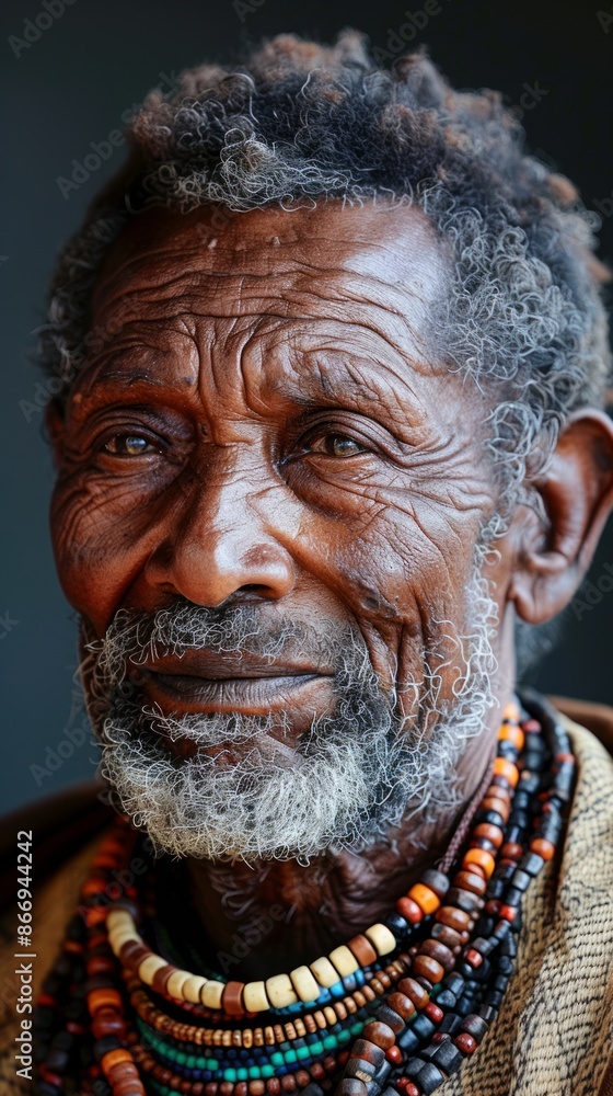 Middle-aged South African man with a bead necklace Middle-aged South African man with a bead necklace