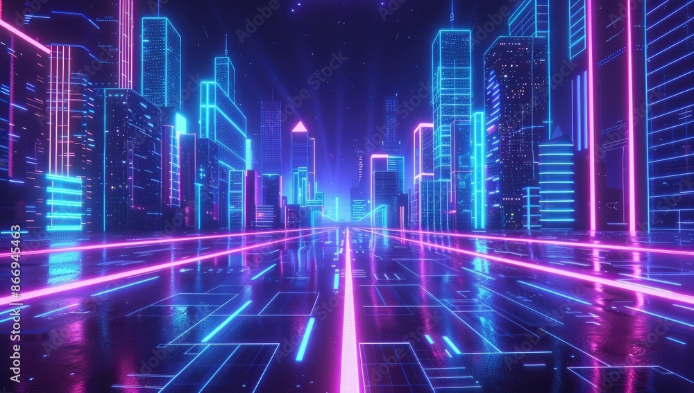 Neon Cityscape: A Digital Futuristic Vision Neon Cityscape: A Digital Futuristic Vision