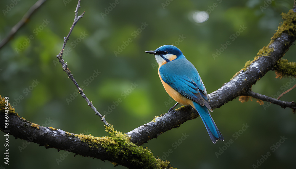 Colorful bird on tree branch. Generative Al Colorful bird on tree branch. Generative Al