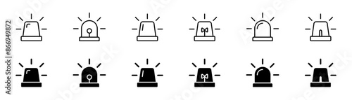 Emergency siren icon. Alert light bulb icons collection. Ambulance emergency siren icons set. Vector