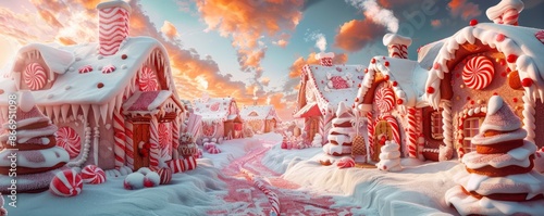 Wallpaper Mural A whimsical candy land with gingerbread houses. Realistic. Torontodigital.ca