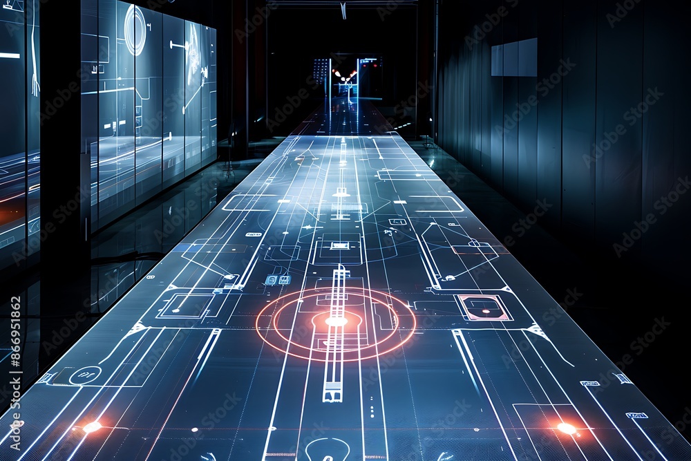 Fototapeta premium A high-tech fencing piste with sensors to track every touch