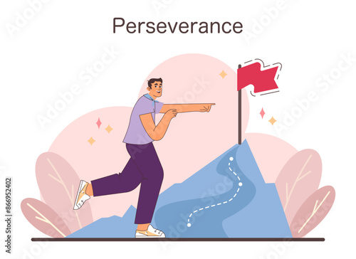 Journey to Success illustration. Flat vector illustration