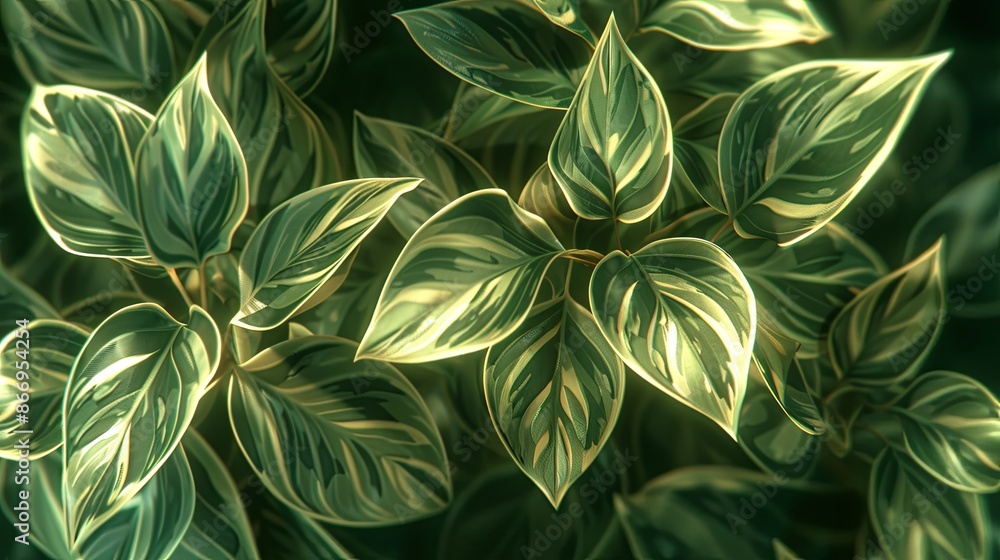 Green tropical plant close-up Green tropical plant close-up