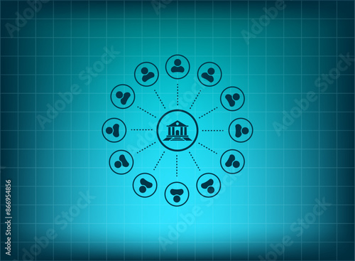 Vector illustration, blue background.