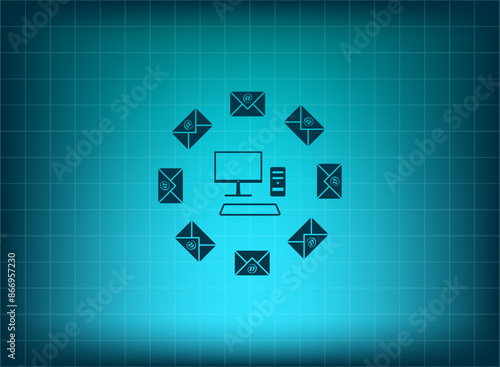 Vector illustration, blue background. photo