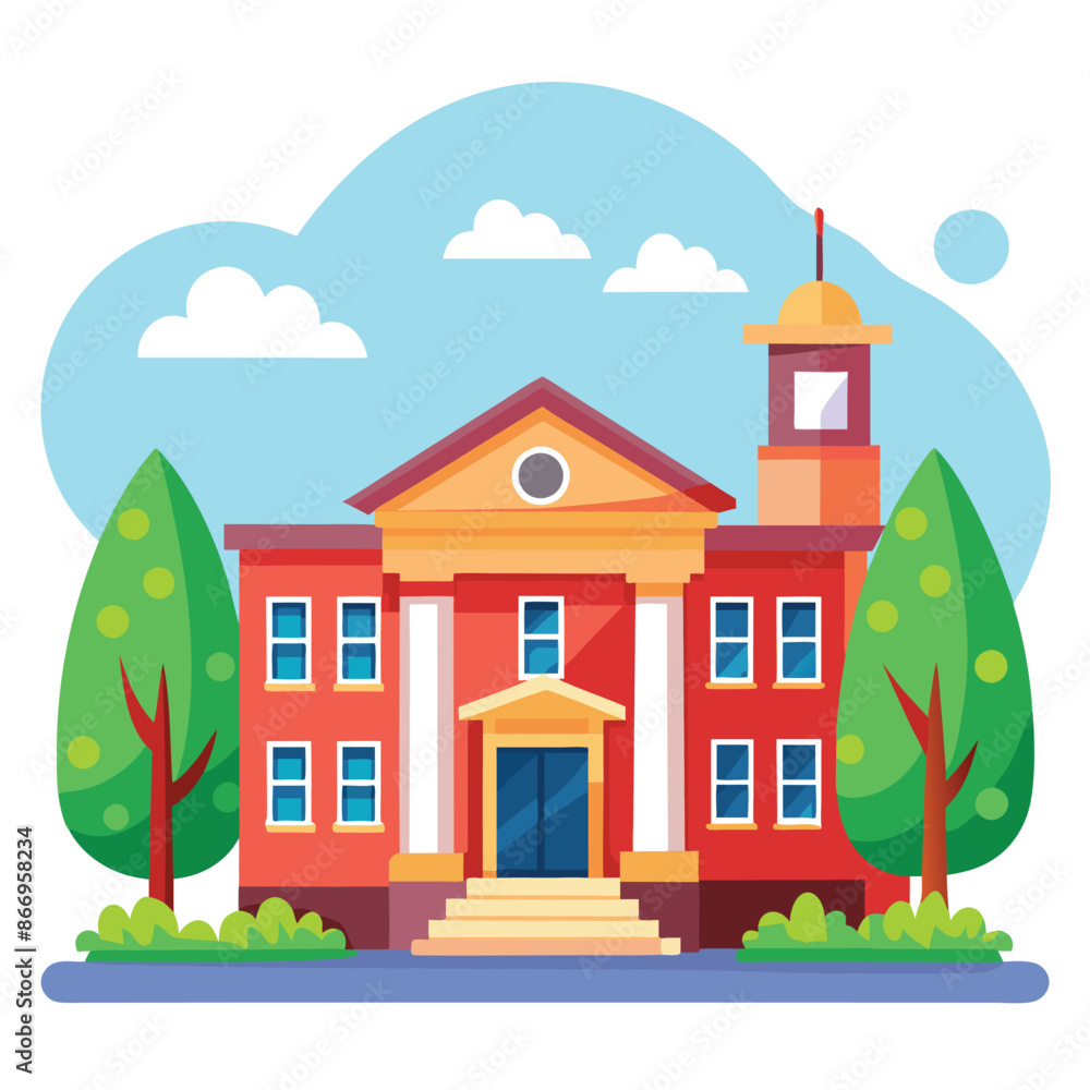 School Building Vector Icon Illustration. Building And Landmark Icon Concept School Building Vector Icon Illustration. Building And Landmark Icon Concept