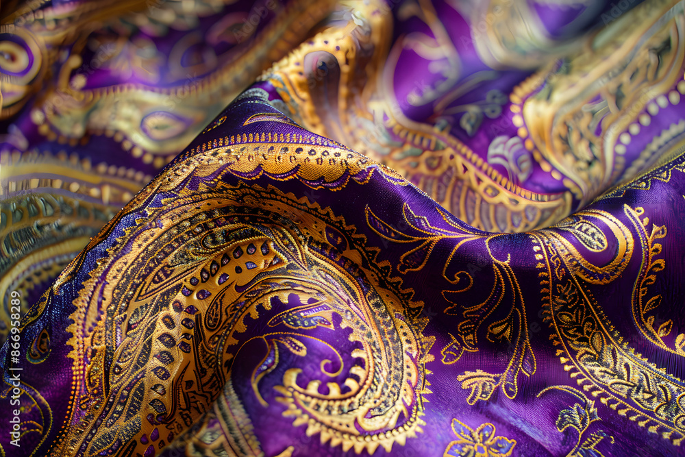 Paisley Print Design in Shades of Purple and Gold Paisley Print Design in Shades of Purple and Gold