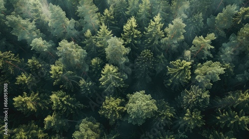 Pine tree tops in the woodland © AkuAku