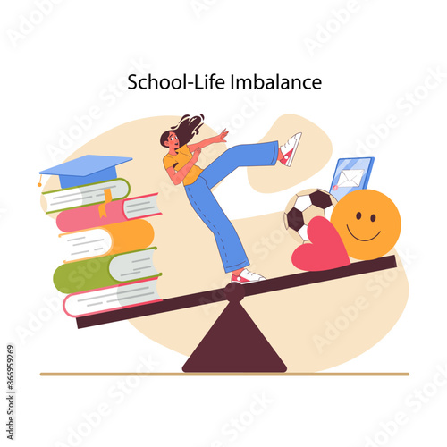 Educational stress concept. Flat vector illustration
