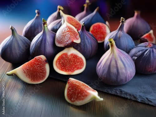 fresh figs on wooden background