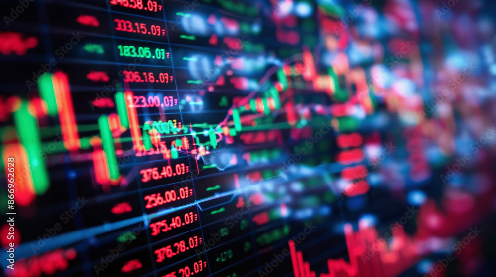 close-up of forex trading charts displayed on a screen