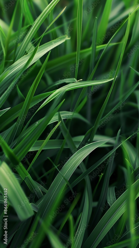 Close-up of green grass blades with shallow depth of field, nature background Close-up of green grass blades with shallow depth of field, nature background