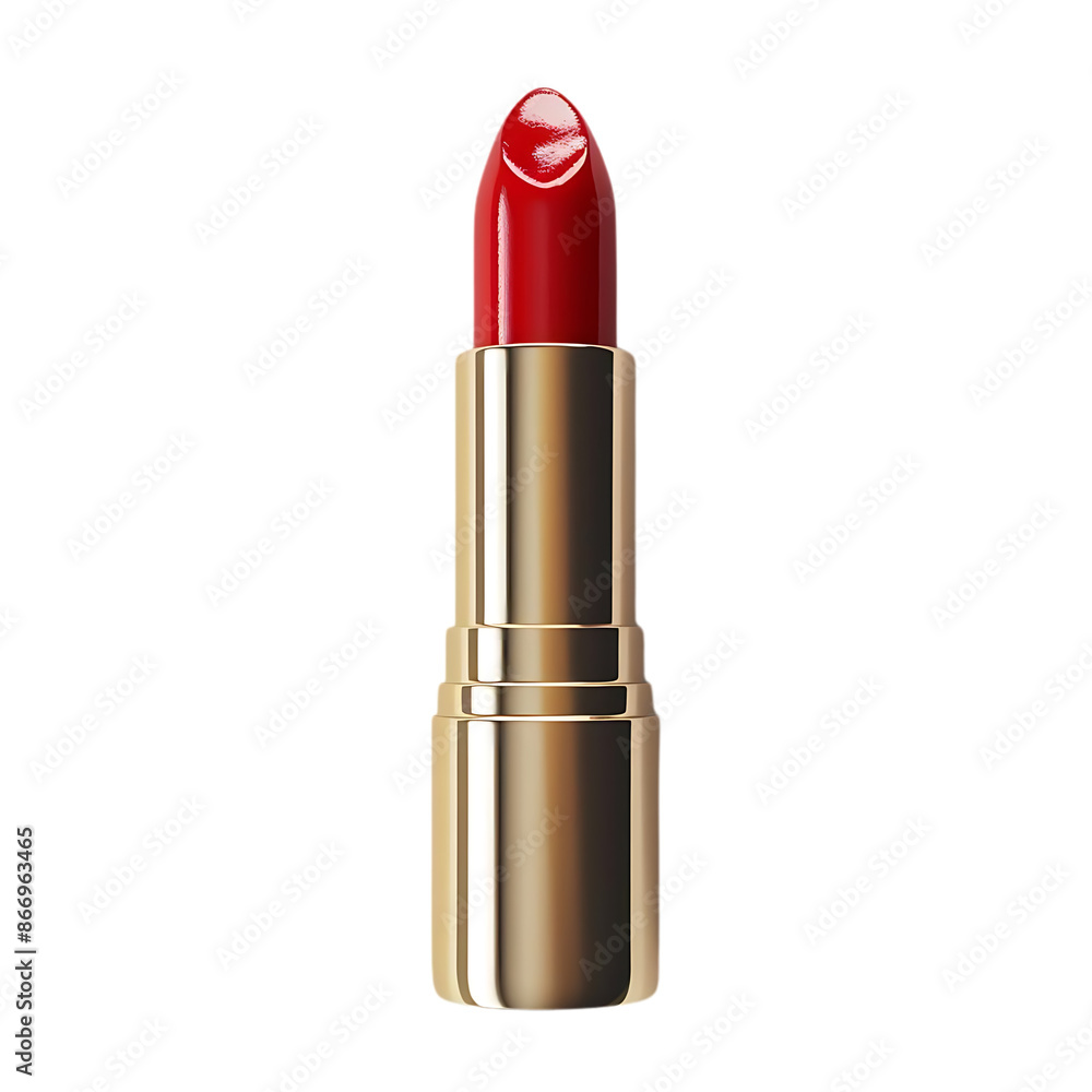 3D Rendering of a Classic Red Lipstick in a Gold Tube 3D Rendering of a Classic Red Lipstick in a Gold Tube