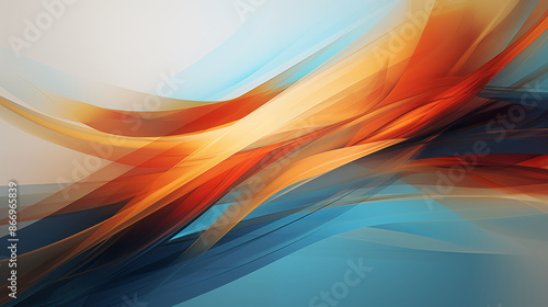 abstract background with orange and blue waves, soft lines and curves, sharp focus, high detail, high contrast, dynamic composition, high definition vector illustration