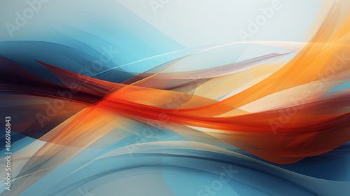 abstract background with orange and blue waves, soft lines and curves, sharp focus, high detail, high contrast, dynamic composition, high definition vector illustration