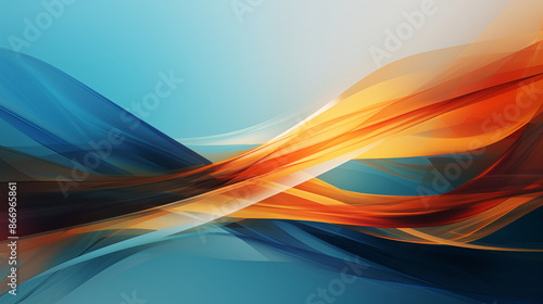 abstract background with orange and blue waves, soft lines and curves, sharp focus, high detail, high contrast, dynamic composition, high definition vector illustration